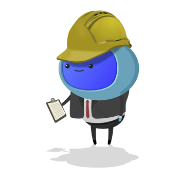 Health and Safety Inspector iAM - Yellow hard hat with clipboard copy