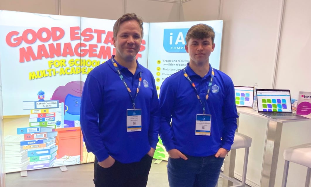 iAM Compliant CEO & Founder, Luke Pargeter, with Noah London at the Schools & Academies Show, London